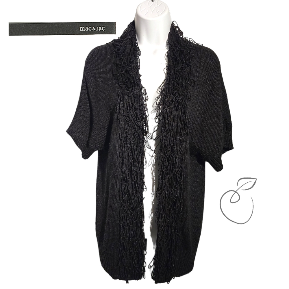 MAC & JAC FRINGE TRIMMED OPEN CARDIGAN SZ M